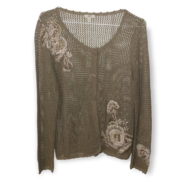 J. Jill Waffle Weave Cardigan Sz M EUC - Picture 1 of 2